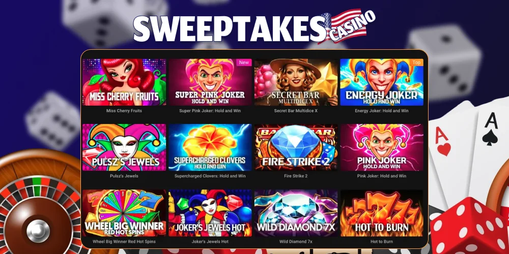 Game categories at Sweeptakes Casinos in USA